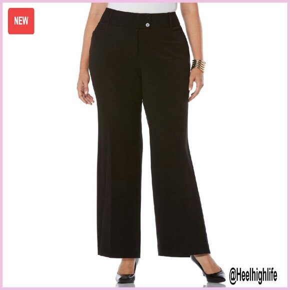 Pants - Plus Size Gabardine Bootcut Dress Pants Curvy Fit Stretch